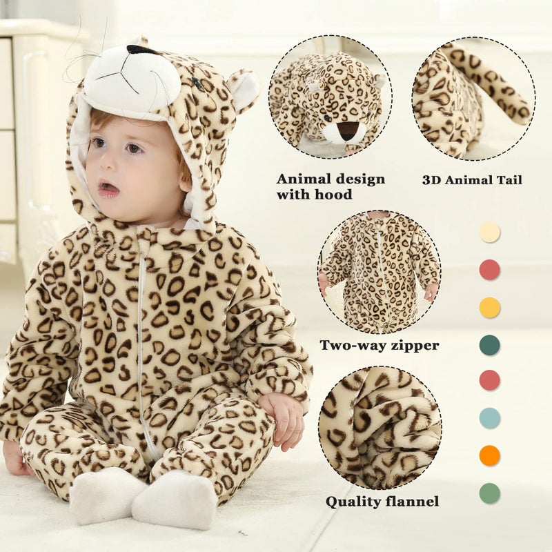 TONWHAR Unisex-Baby Animal Onesie Costume Cartoon Animal Outfit Homewear Kids' One-Piece Rompers(18-24 Months, Leopard) - Image 2